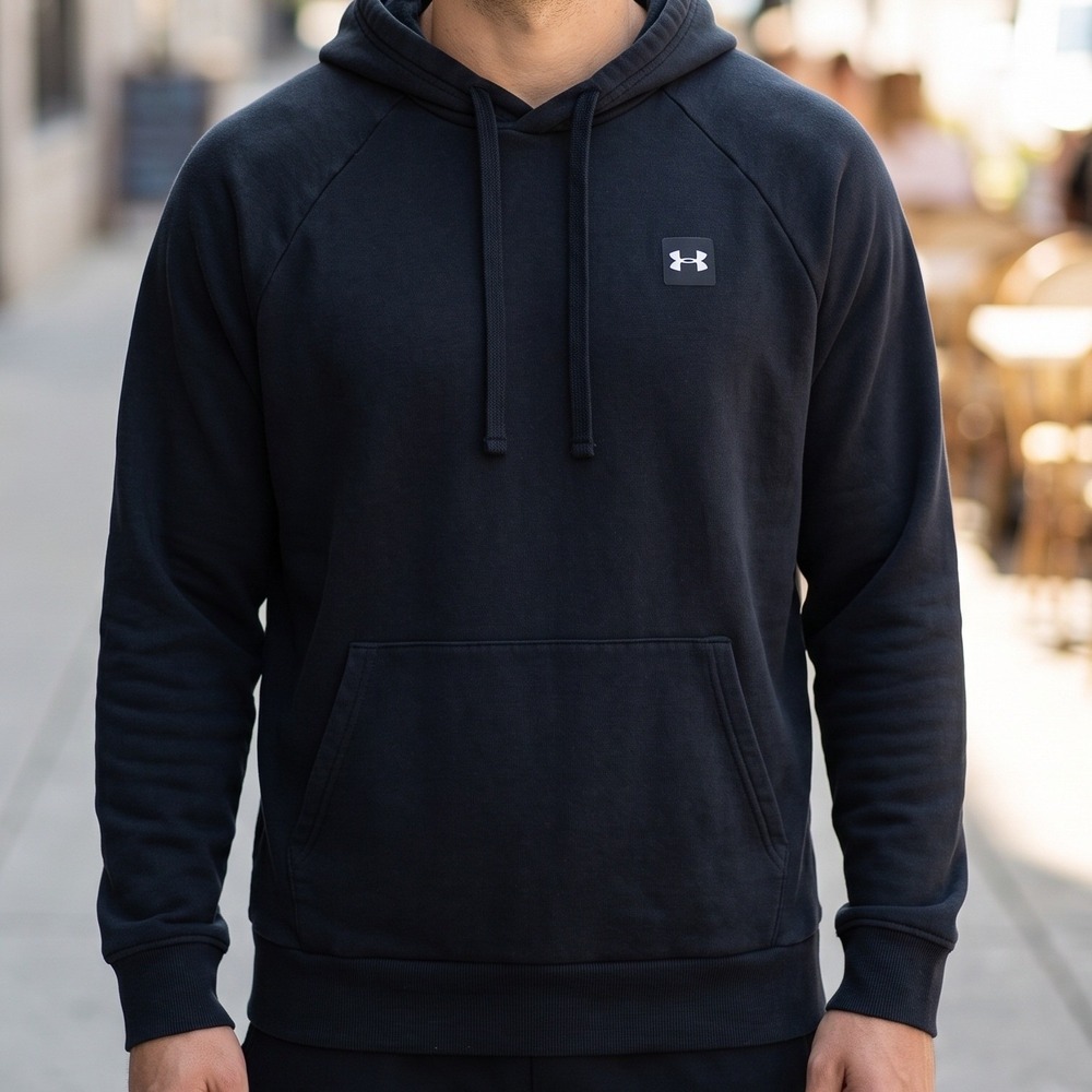 Under Armour ColdGear Pullover Hoodie Black Raglan Fleece Loose Fit Sweatshirt